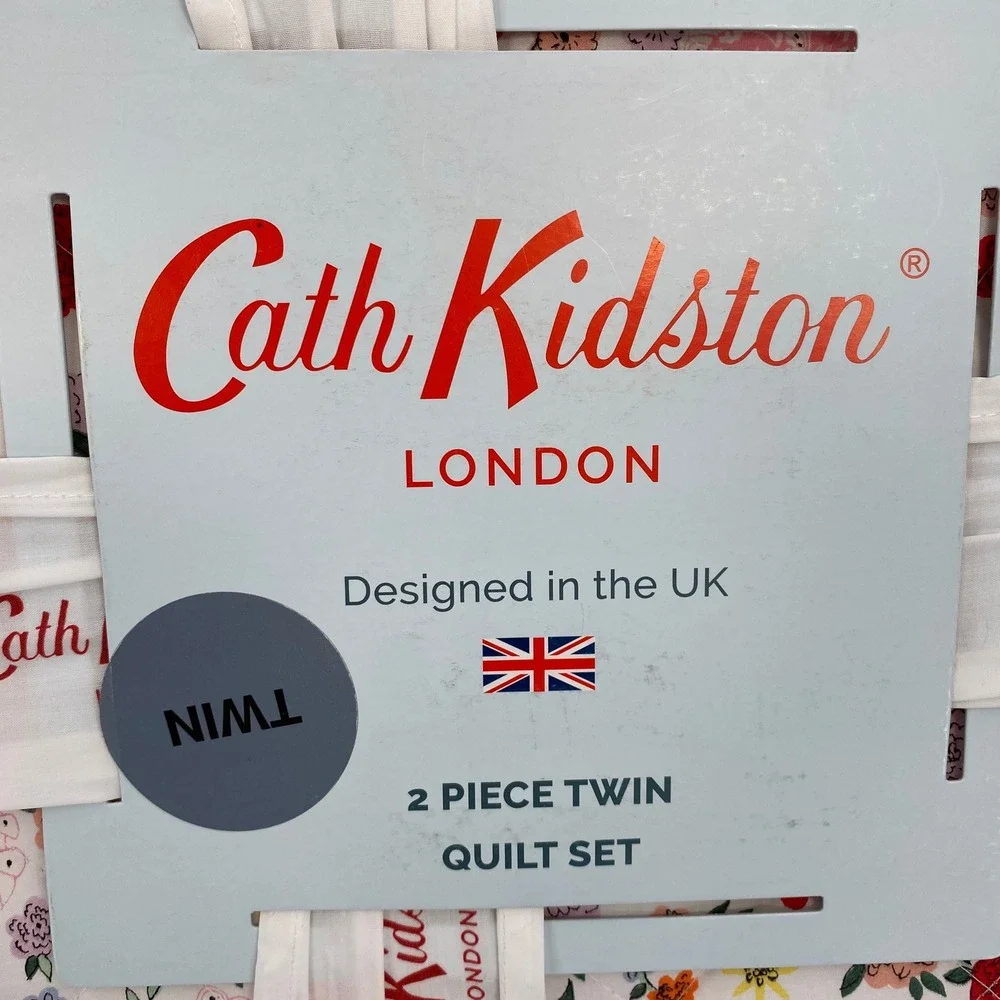 Cath Kidston Floral Heart Quilt Set Twin Pink Cotton Percale Bedding Cottagecore